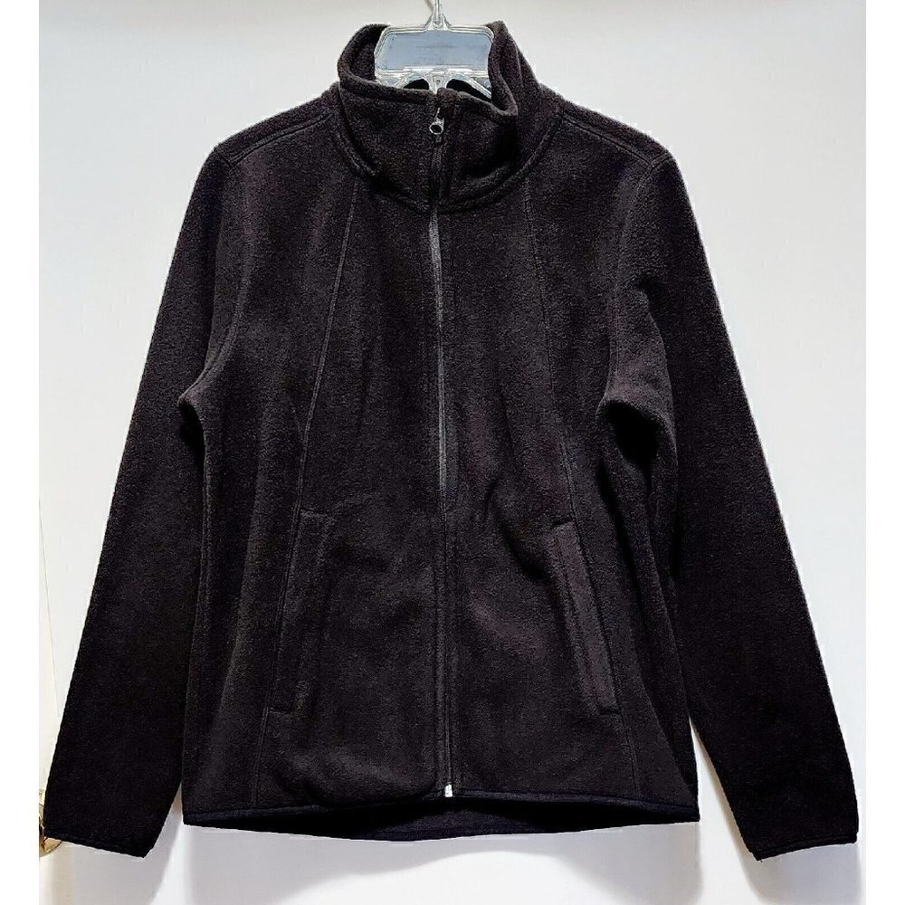 ATHLETIC Works Womens Polar Fleece Jacket Black Fleece Full Zip Pockets Size S